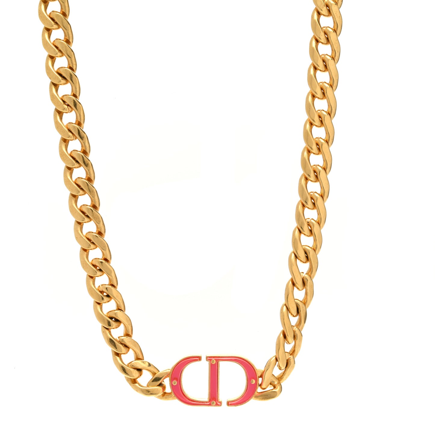 Metal CD Choker Necklace Gold Pink