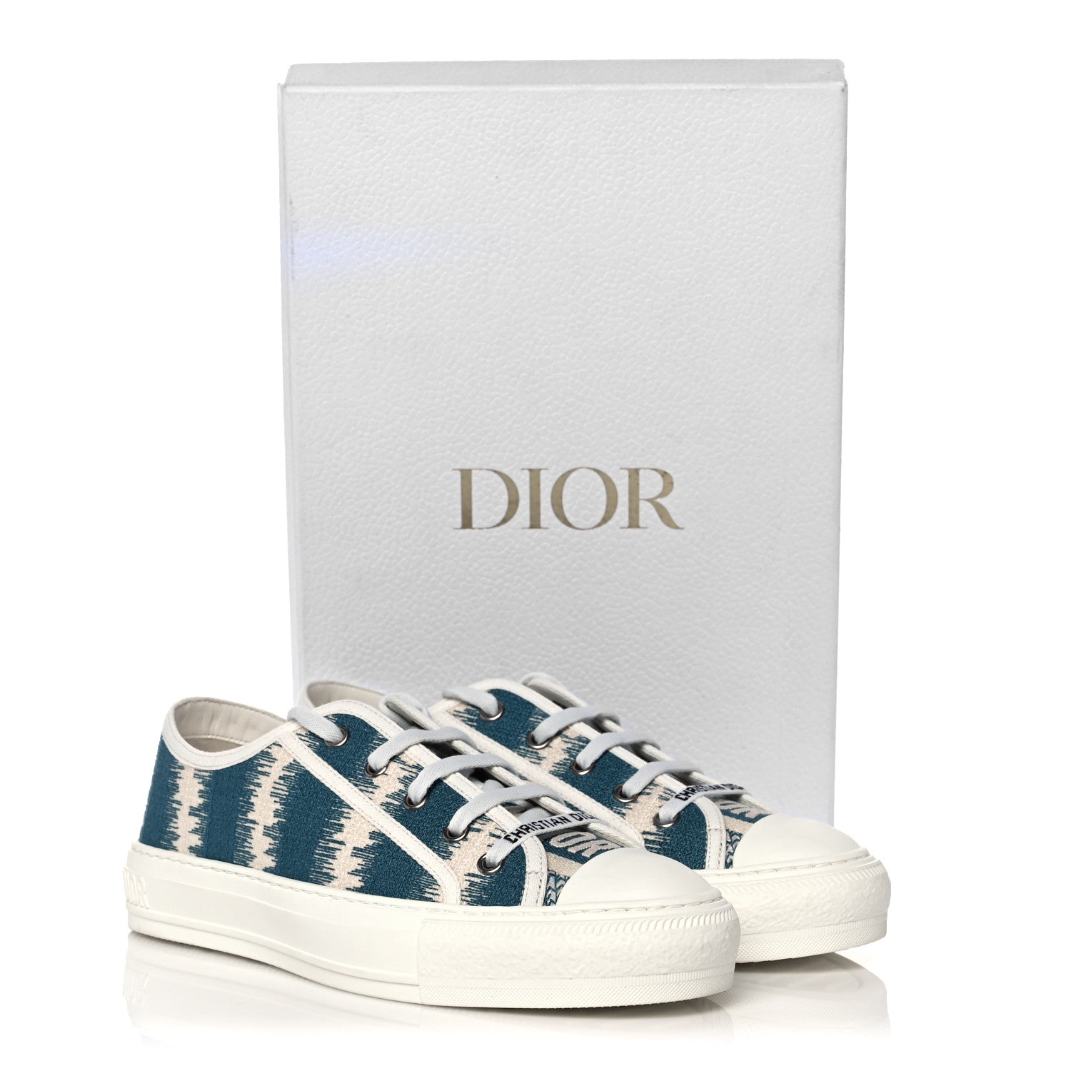 Christian Dior Cotton D-Stripes Walk'N'Dior Low Top Sneakers 39 Deep Ocean 9 of 9