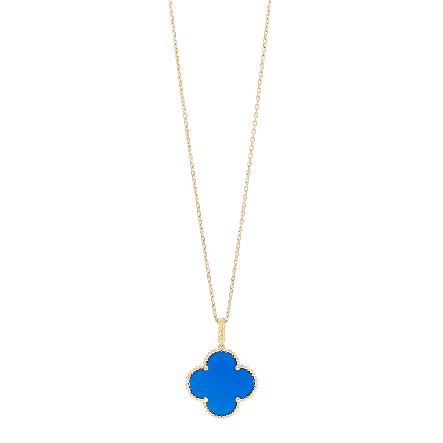 Van Cleef & Arpels 18K Yellow Gold Blue Agate Magic Alhambra Long Necklace 1 of 7