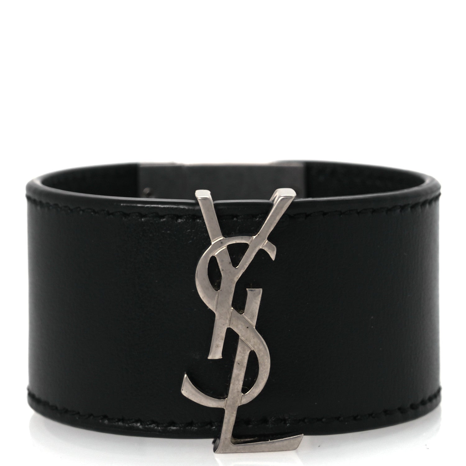 Saint Laurent Calfskin Monogram Bracelet Black 1 of 6