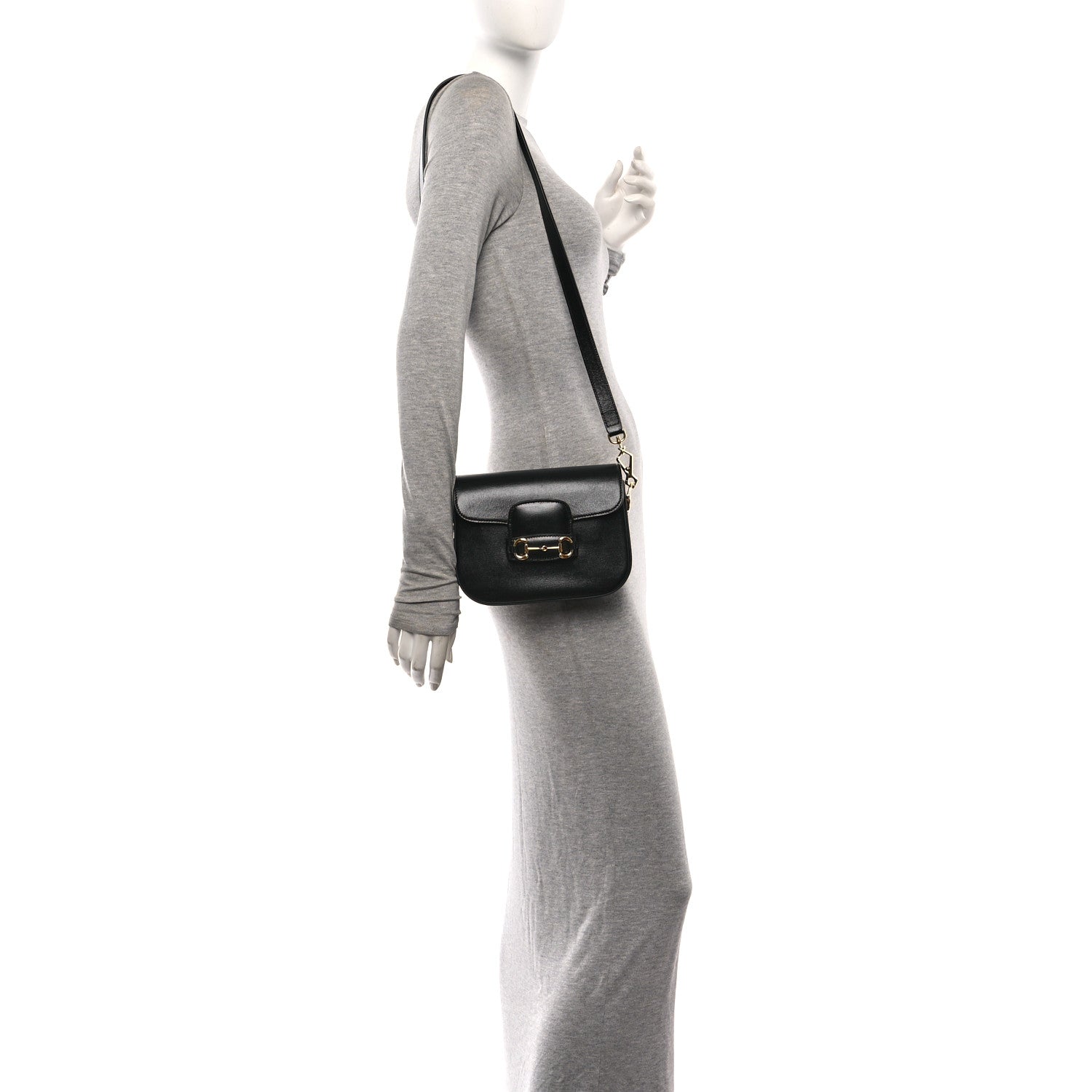 Gucci Azalea Calfskin Web Mini Horsebit 1955 Shoulder Bag Black 2 of 11