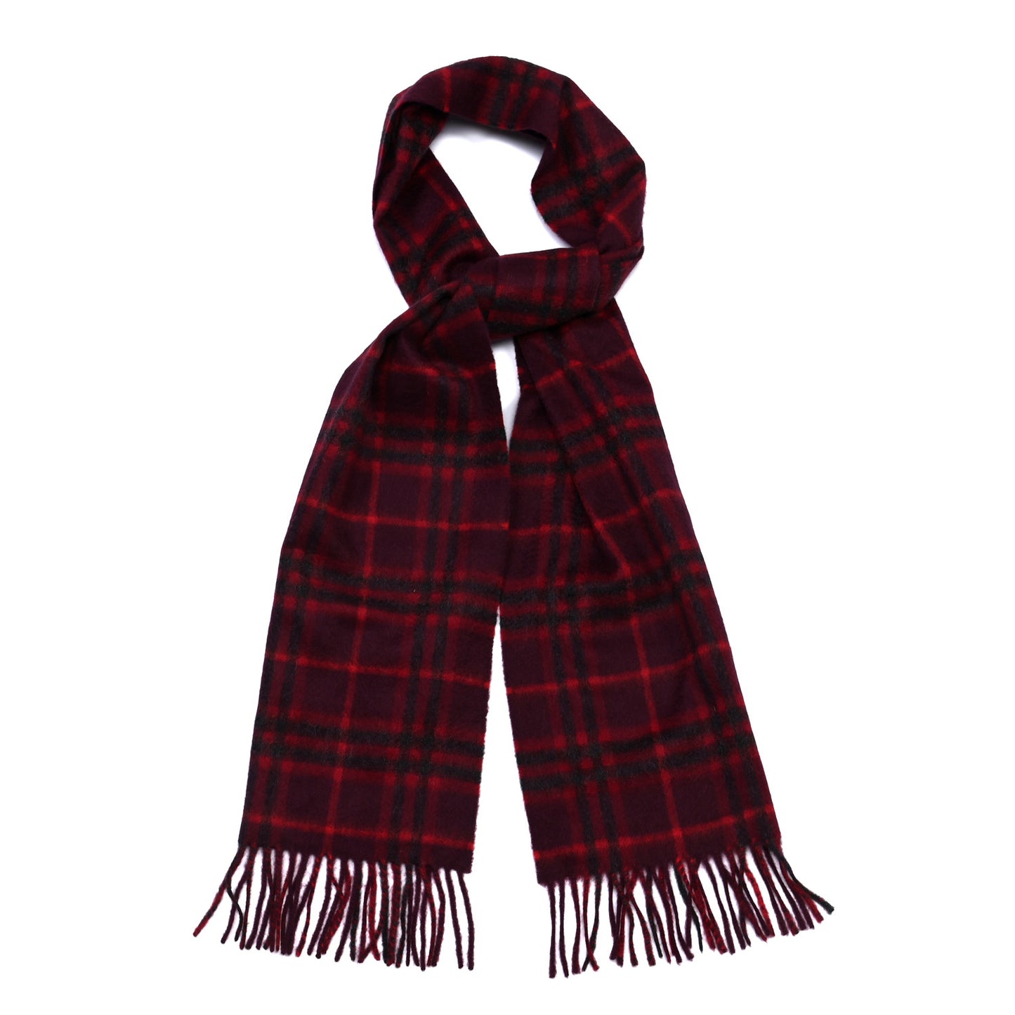 Cashmere House Icon Check Fringe Scarf Hawthorn Red