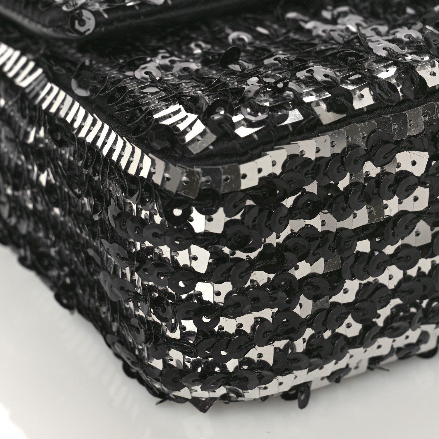 Chanel Sequin Lambskin Small Flap Black Silver 8 of 9
