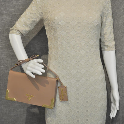 Prada Spazzolato Leather NM Pochette Nudo 2 of 11