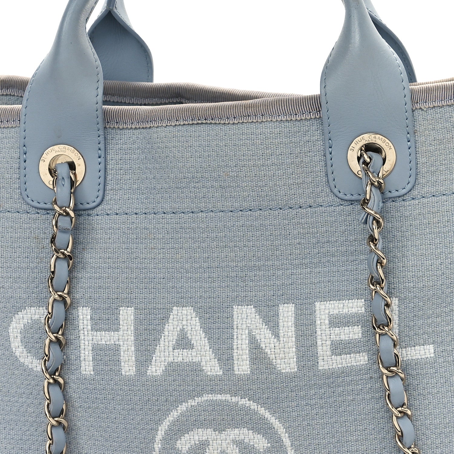 Chanel Mixed Fibers Small Deauville Tote Light Blue 5 of 13