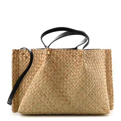 Valentino Garavani Raffia Medium Vlogo Escape Shopper Natural Black Rouge Natural Black Rouge 1 of 10