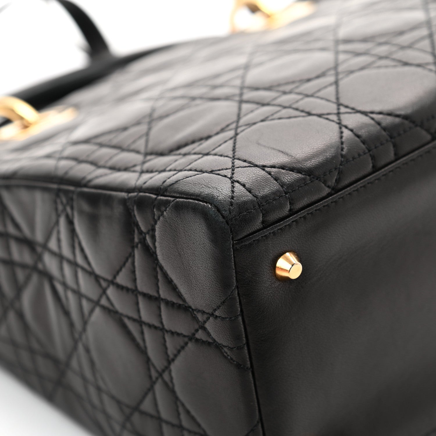 Christian Dior Lambskin Cannage Medium Lady Dior Black 12 of 13