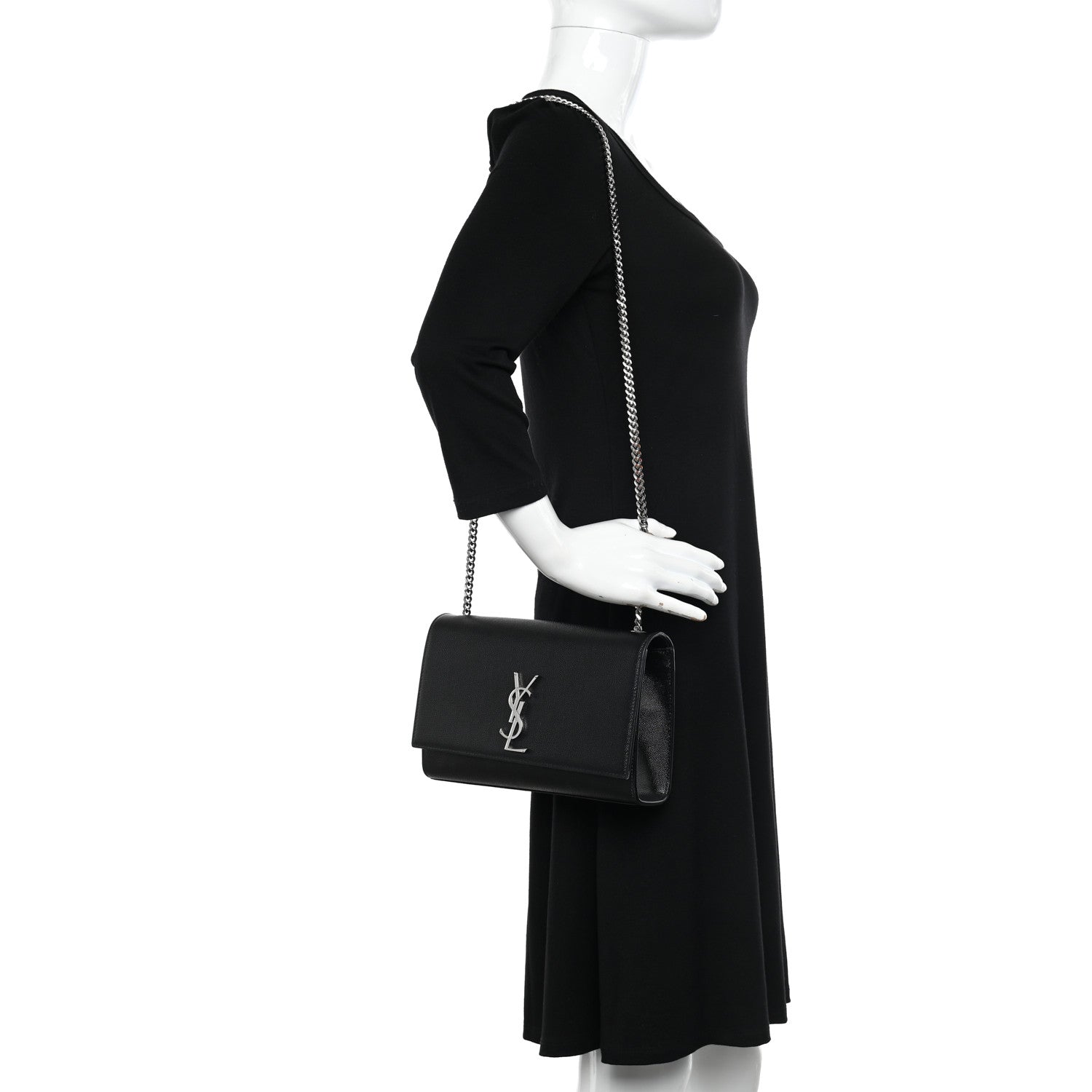 Saint Laurent SAINT LAURENT Grain De Poudre Medium Classic Monogram Kate Satchel Black 2 of 11