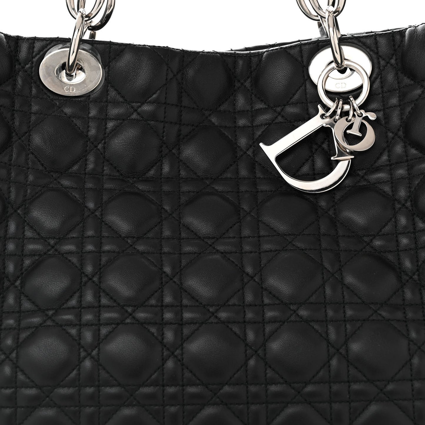 Lambskin Cannage Medium Dior Soft Shopping Tote Black