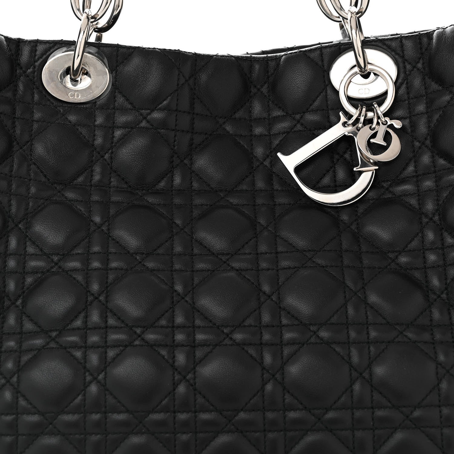 Christian Dior Lambskin Cannage Medium Dior Soft Shopping Tote Black 9 of 11