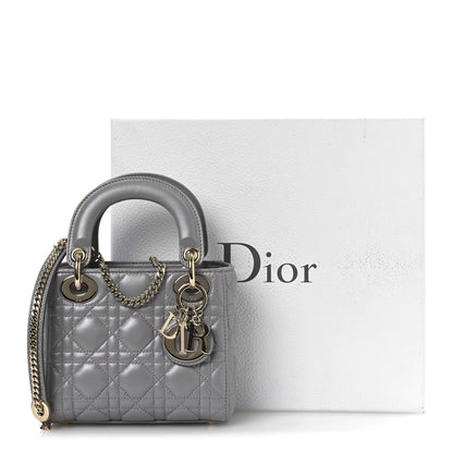 Christian Dior Metallic Lambskin Cannage Mini Lady Dior Grey 13 of 13