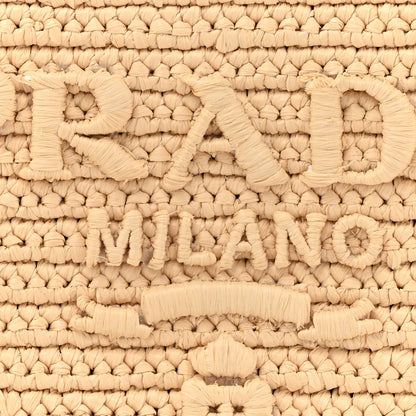 Prada Yarn Raffia Effect Crochet Triangle Shoulder Bag Naturale 7 of 9