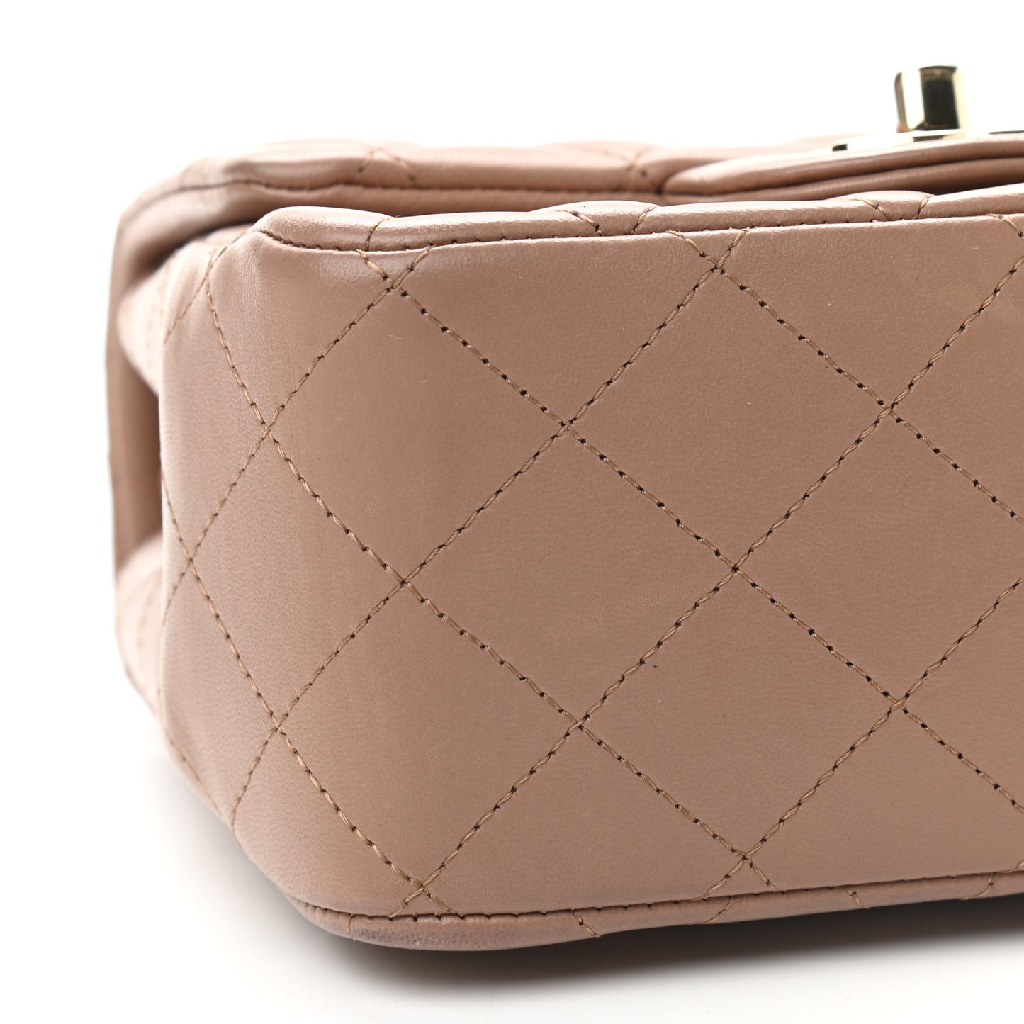 Lambskin Quilted Mini Square Flap Beige