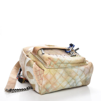 Chanel Graffiti Printed Canvas Medium Backpack Beige 4 of 9