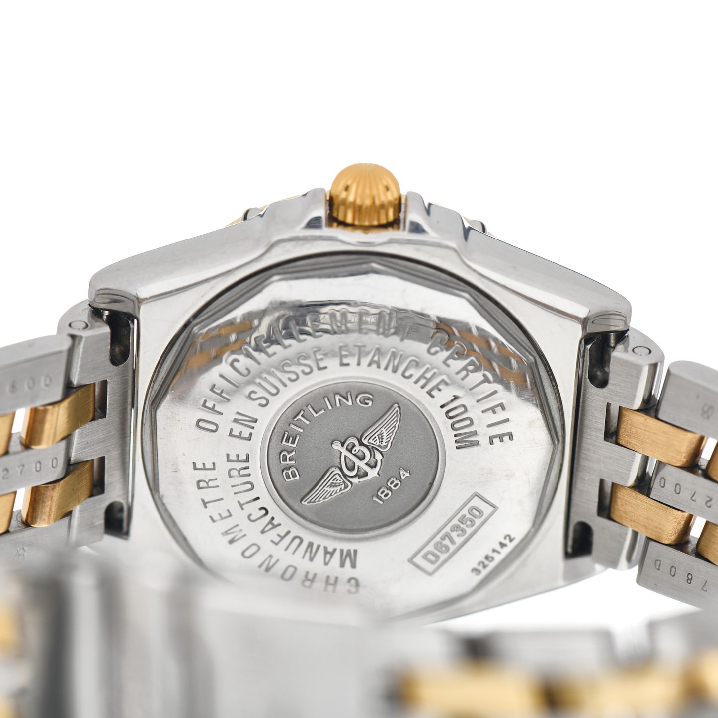 Stainless Steel 18K Yellow Gold Diamond Mother of Pearl 30mm Wings Lady Quartz Watch S67350