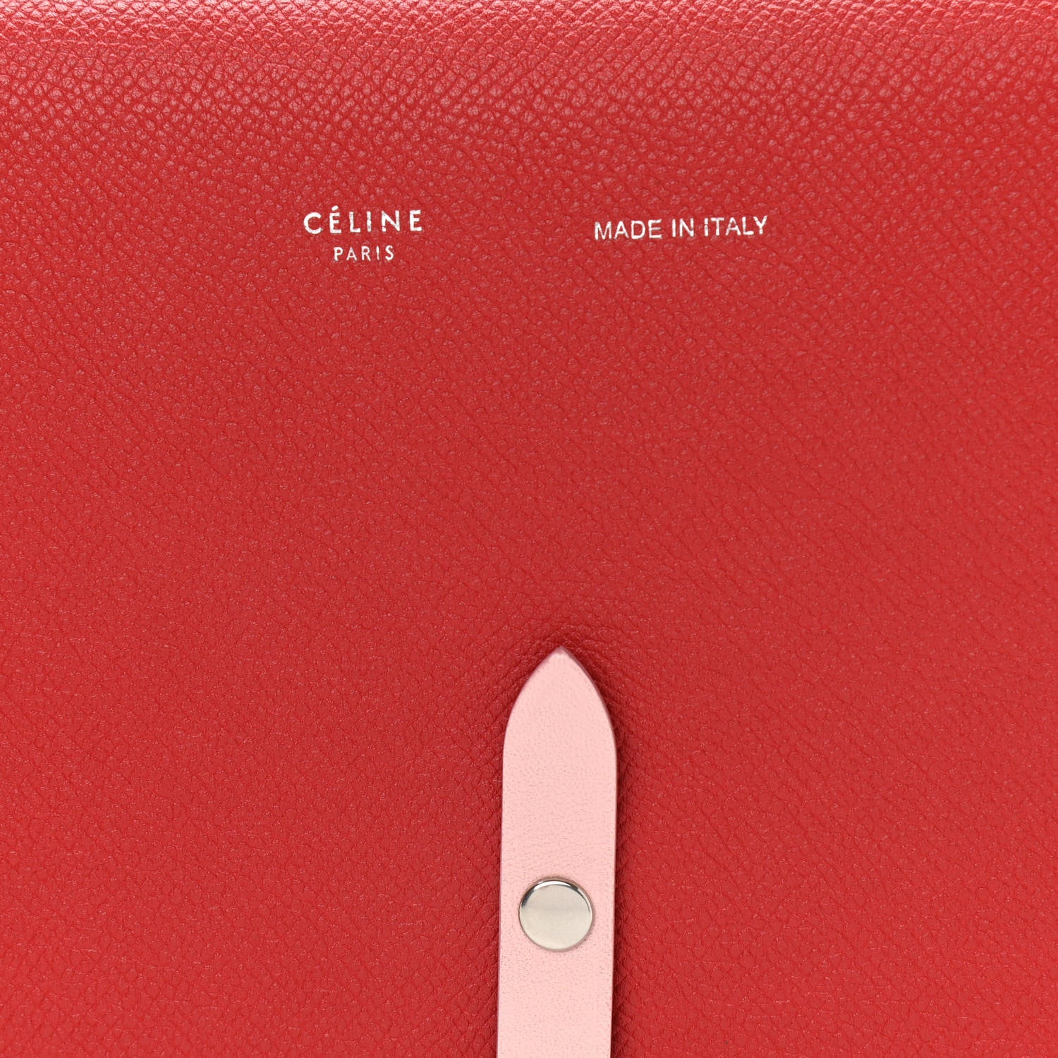 Celine Grained Calfskin Clutch On Strap Bag Scarlet 9 of 13