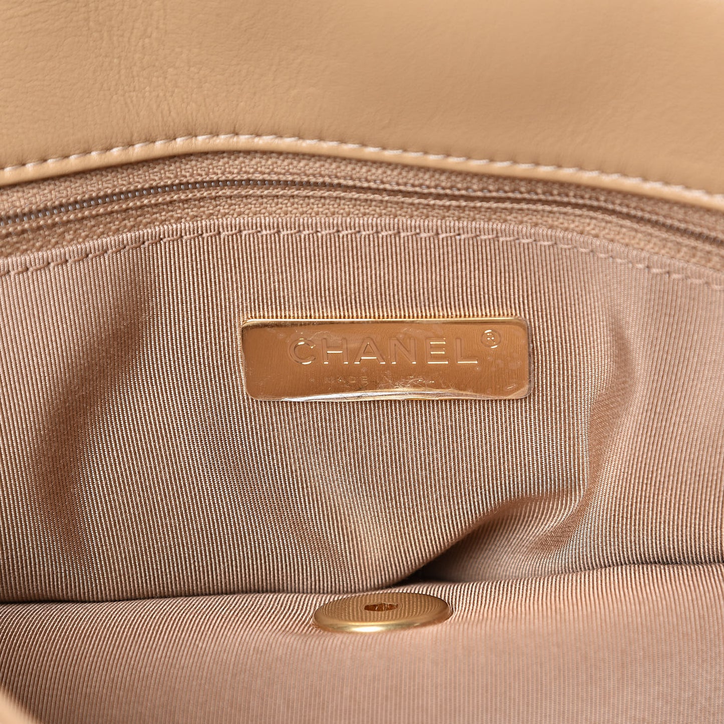 Lambskin Quilted Maxi 19 Flap Dark Beige