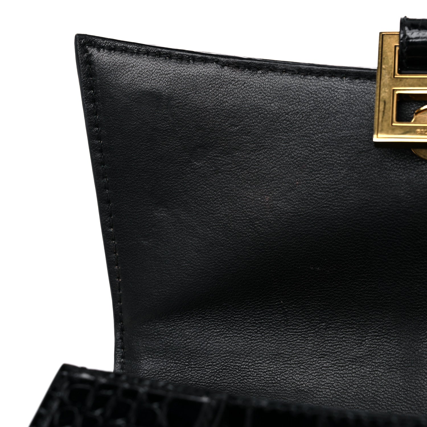 Balenciaga Shiny Calfskin Crocodile Embossed Small Hourglass Top Handle Bag Black 18 of 21