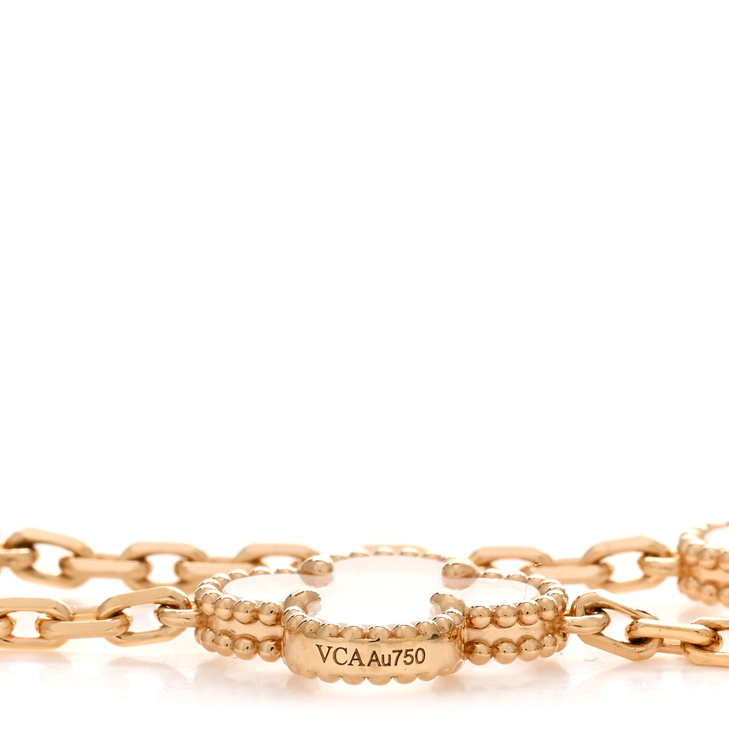 Van Cleef & Arpels 18K Yellow Gold Rock Crystal 20 Motifs Vintage Alhambra Necklace 4 of 6