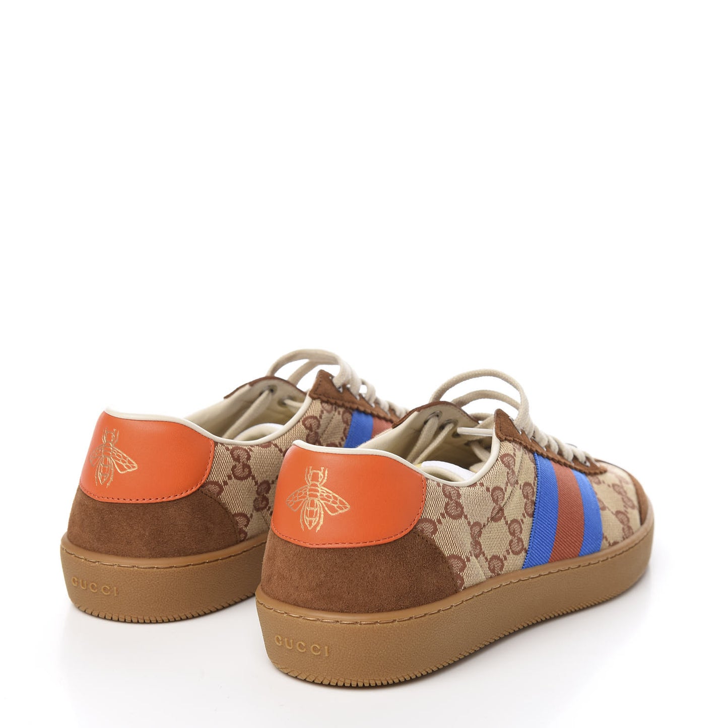 GG Monogram Suede Web Mens G74 Sneakers 8.5 Beige Ruggine Cuir