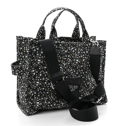 Marc Jacobs Cotton Canvas Floral Print Medium The Traveler Tote Bag Black 3 of 9