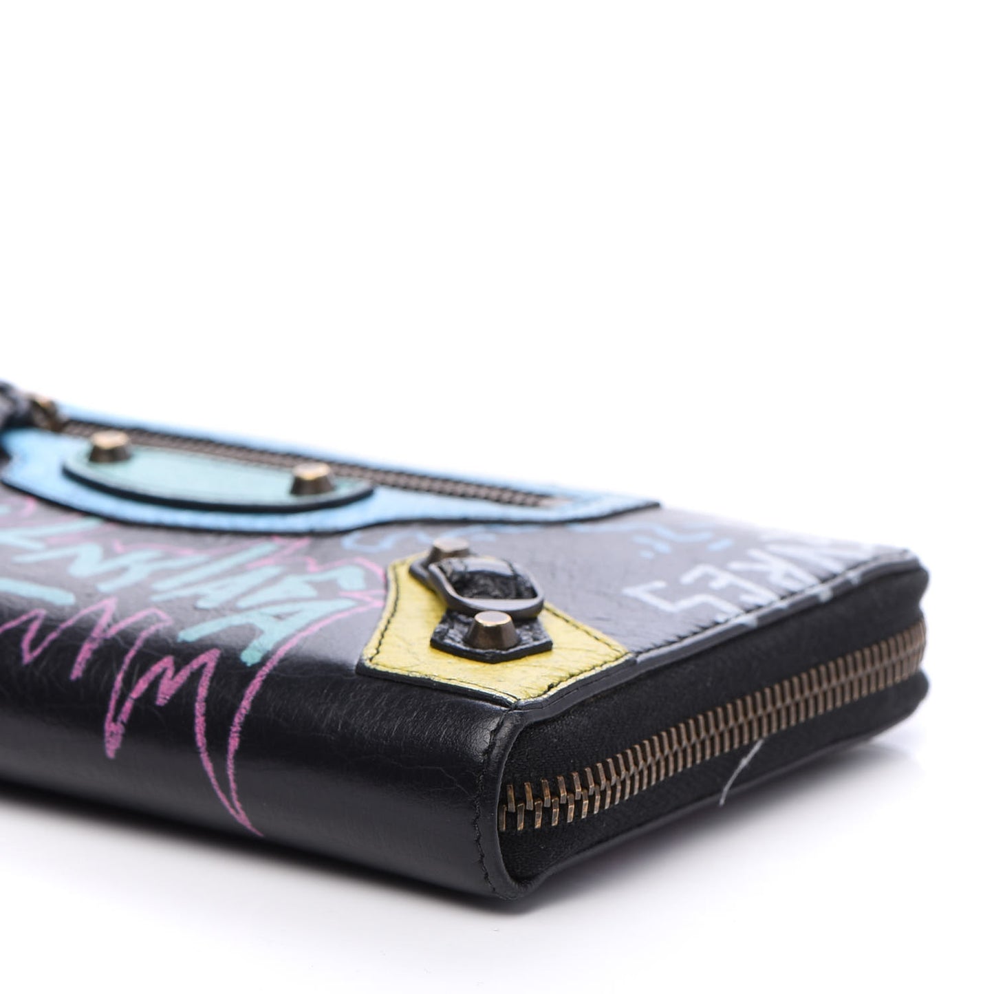 Agneau Arena Graffiti All Over Classic Hardware Continental Zip Around Wallet Black Multicolor