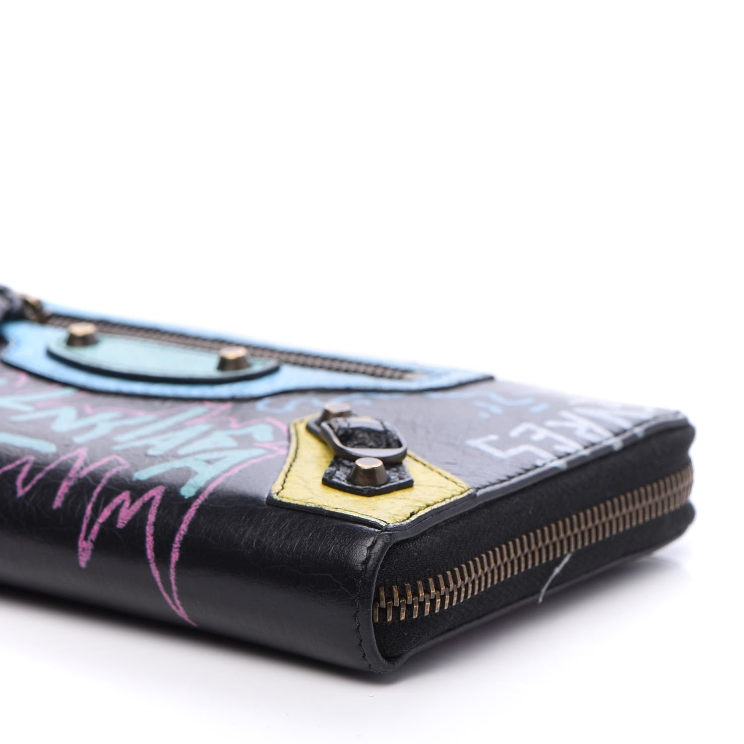 Balenciaga Agneau Arena Graffiti All Over Classic Hardware Continental Zip Around Wallet Black Multicolor 9 of 9