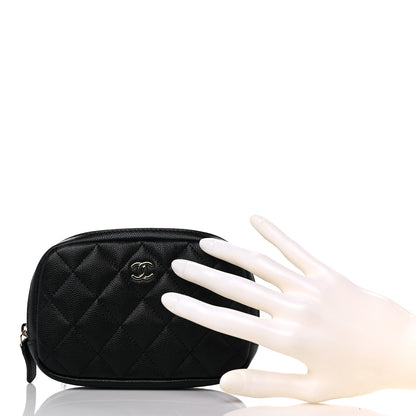 Chanel Caviar Quilted Small Curvy Pouch Cosmetic Case Black 2 of 10