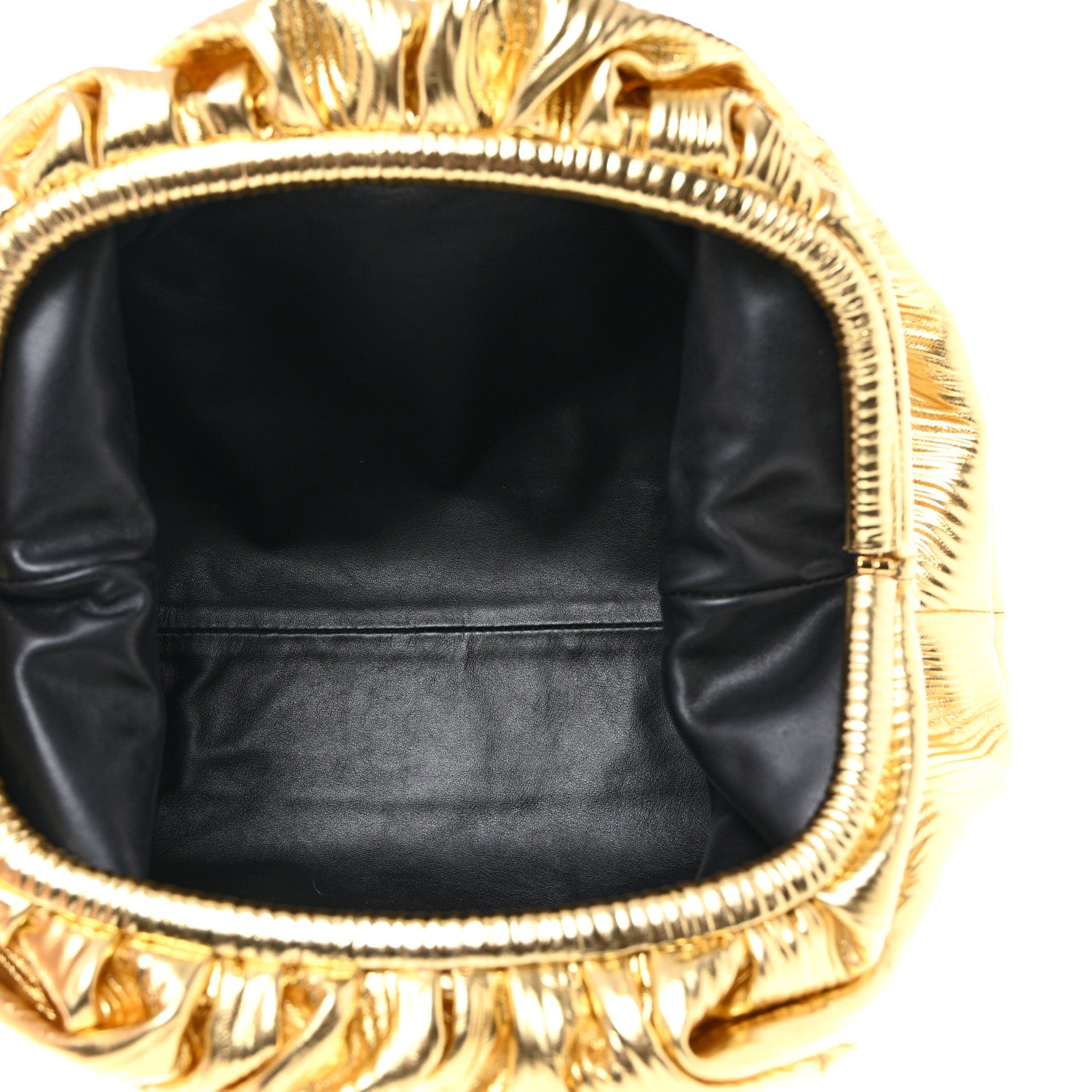 Bottega Veneta Metallic Bark Calfskin Embossed The Pouch Oversized Clutch Oro 7 of 7