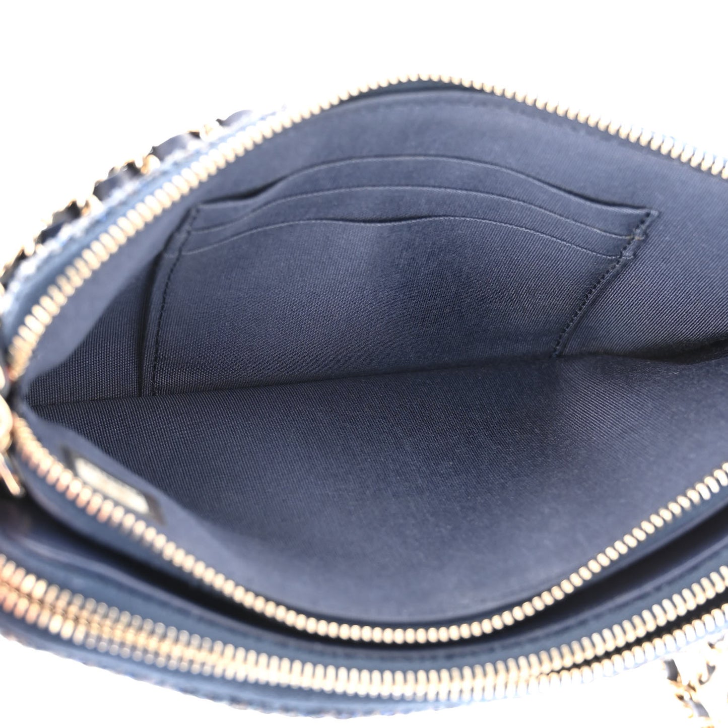 Canvas Small Deauville Clutch With Chain Blue