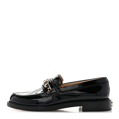 Chanel Shiny Calfskin Logo Loafers 38 Black 1 of 9