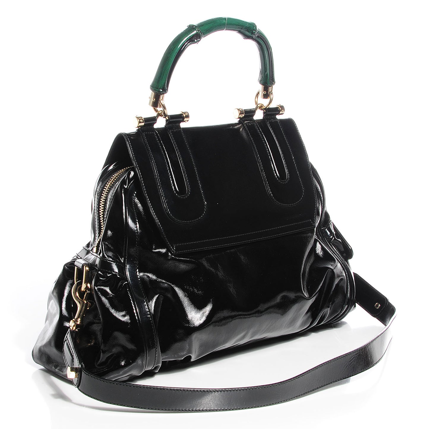 Dialux Large Pop Bamboo Top Handle Tote Black