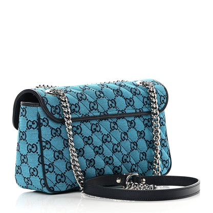 Gucci Monogram Multicolor Matelasse Diagonal Small GG Marmont Shoulder Bag Light Blue 3 of 10