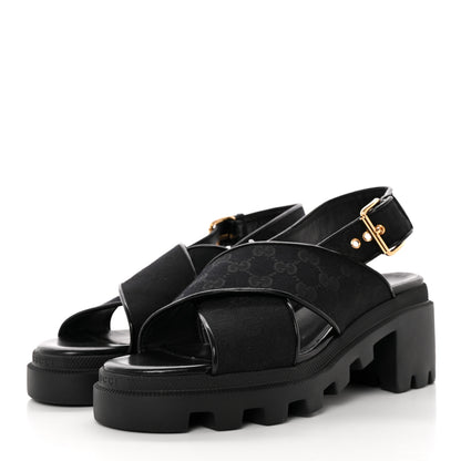 Gucci Monogram Granada Kid Trip 40/72mm Lug Sole Sandals 40.5 Black 3 of 9