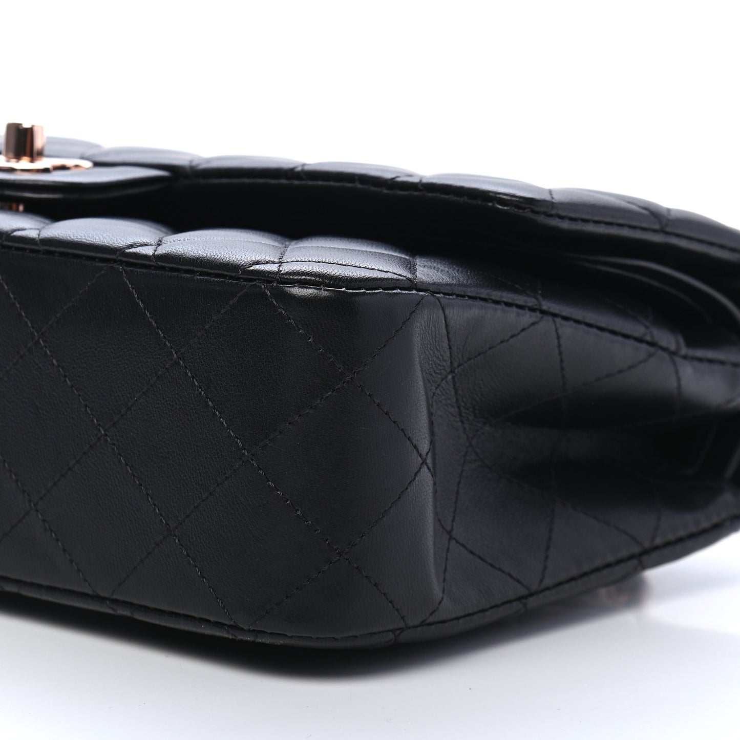 Lambskin Quilted Medium Double Flap Black