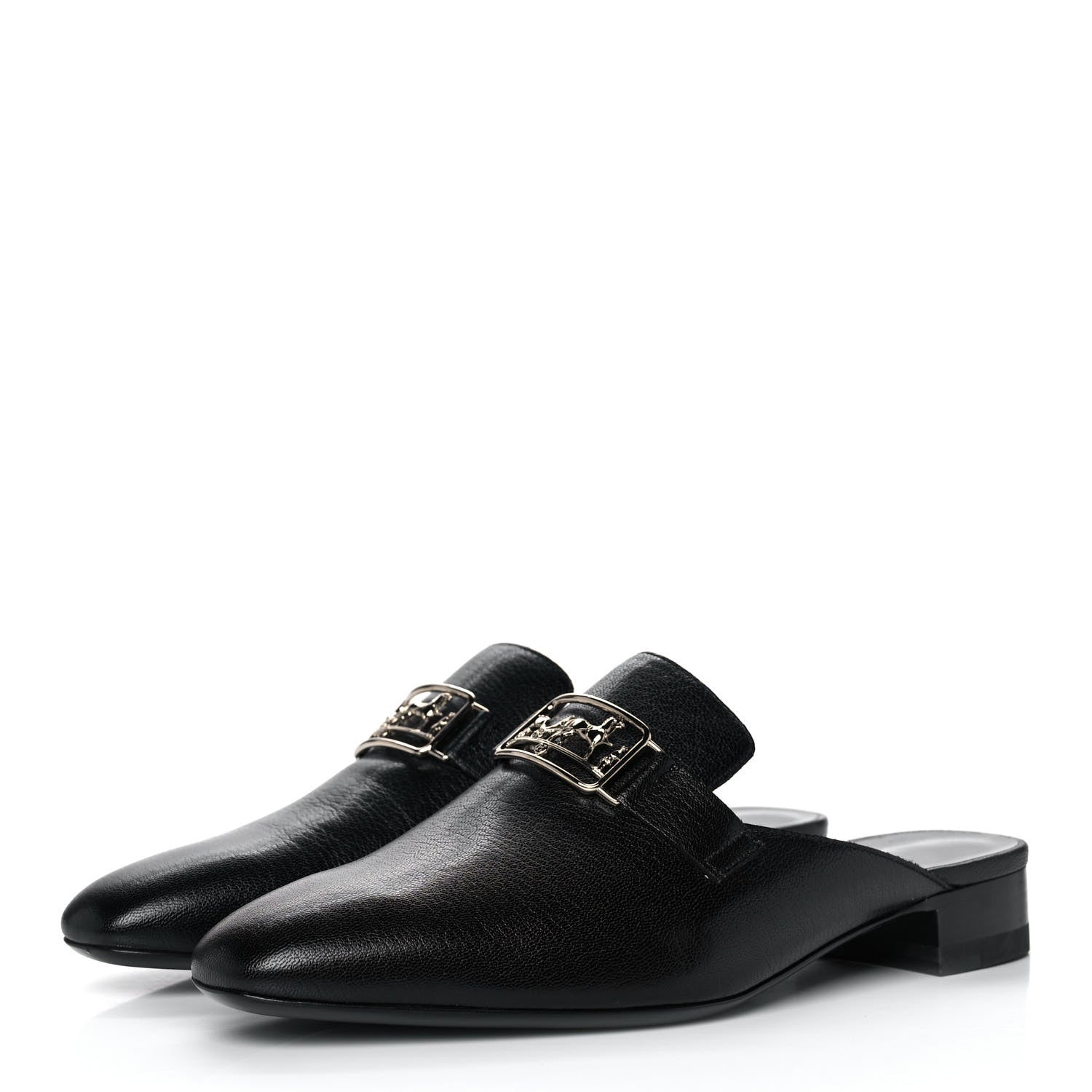 Hermes Goatskin Vincennes Mules 38 Black 3 of 9