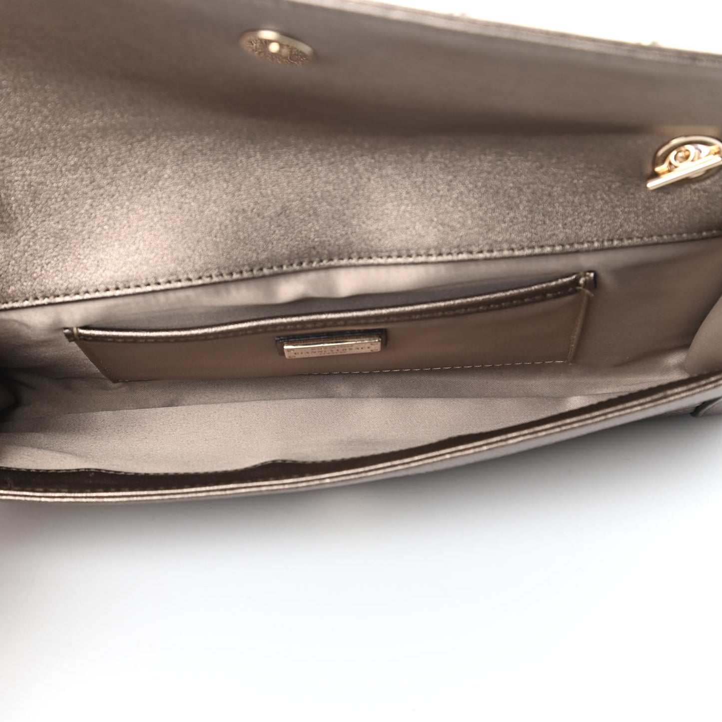 Metallic Lambskin Couture Chain Clutch Bronze