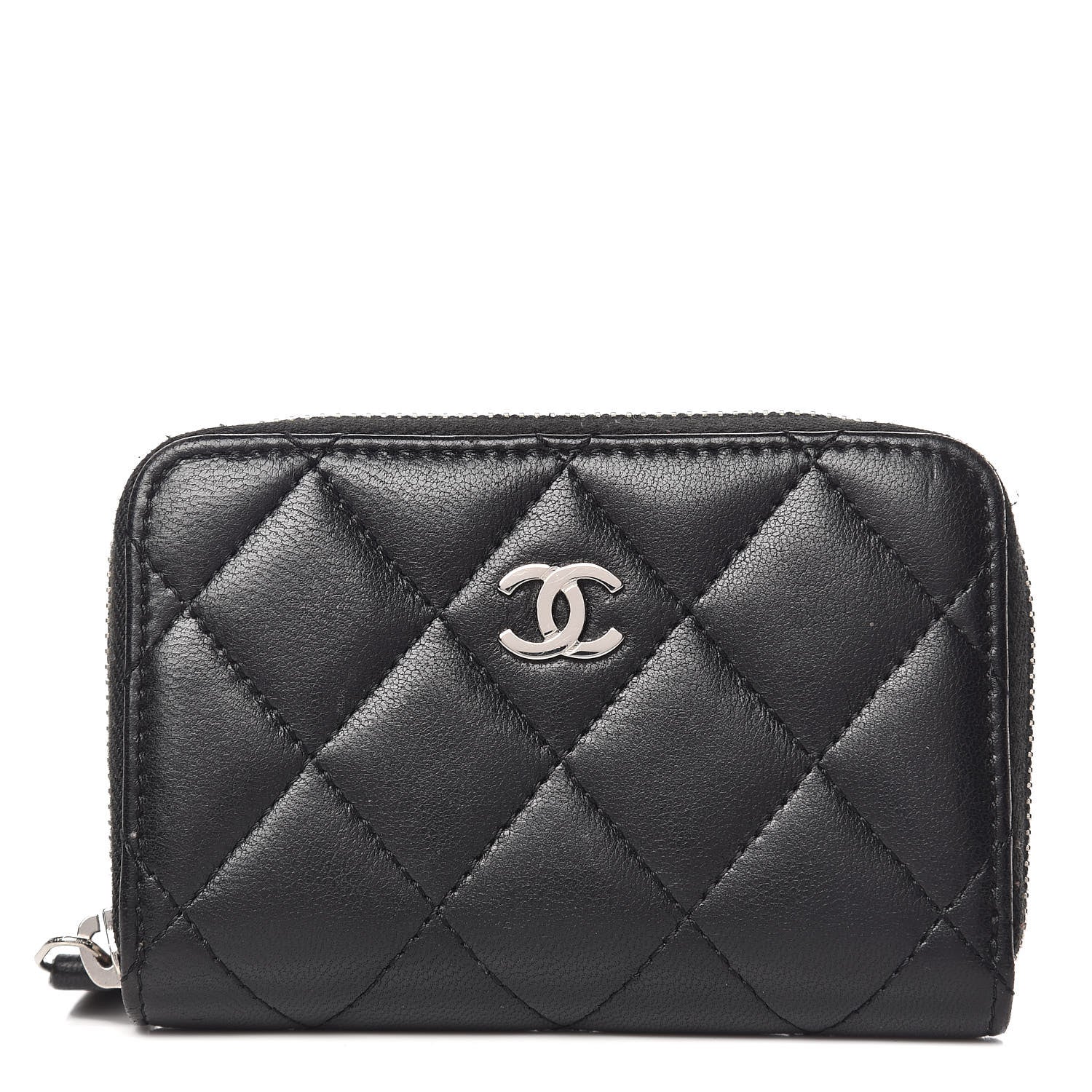 Chanel Lambskin Quilted Zip Coin Purse Black 1 of 8