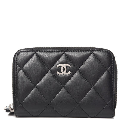 Chanel Lambskin Quilted Zip Coin Purse Black 1 of 8