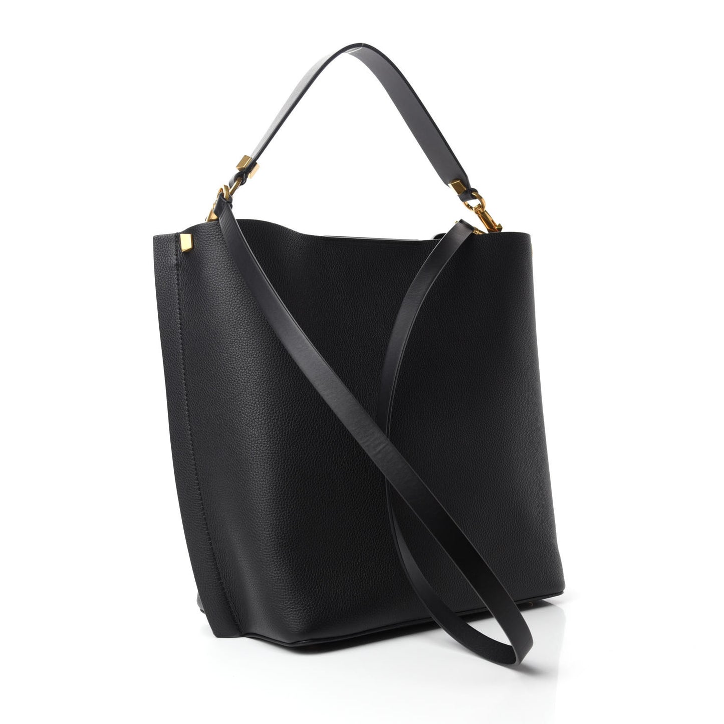 Grainy Calfskin Escape Hobo Bag Black