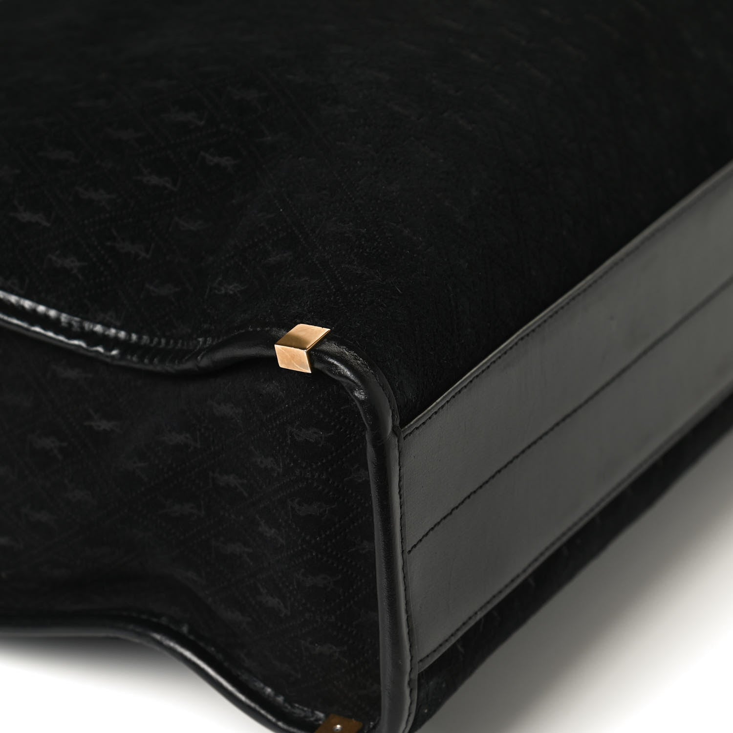 Saint Laurent Suede All-Over Monogram Convertible Tote Black 9 of 11
