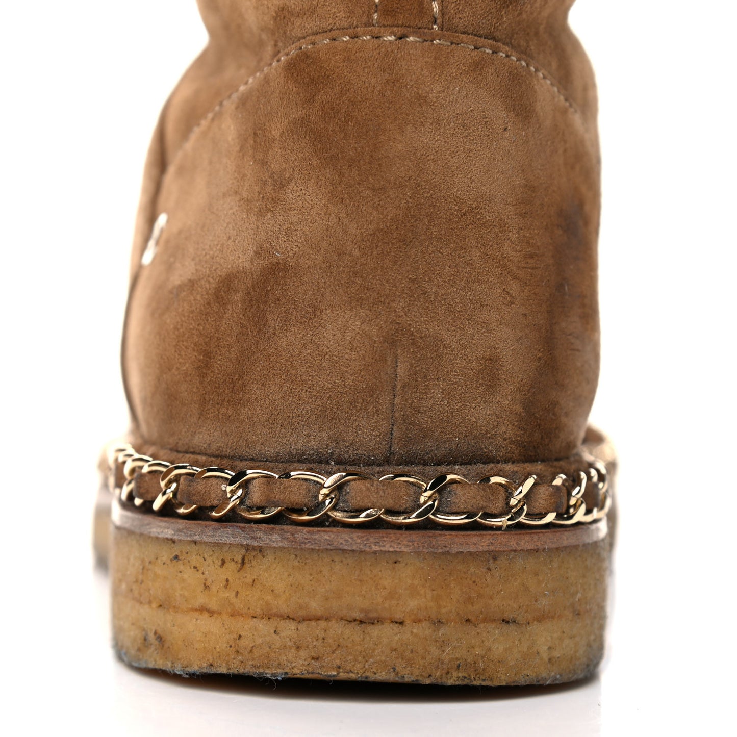 Kid Suede Shearling Womens Cap Toe Chain Short Boots 40.5 Light Brown Black