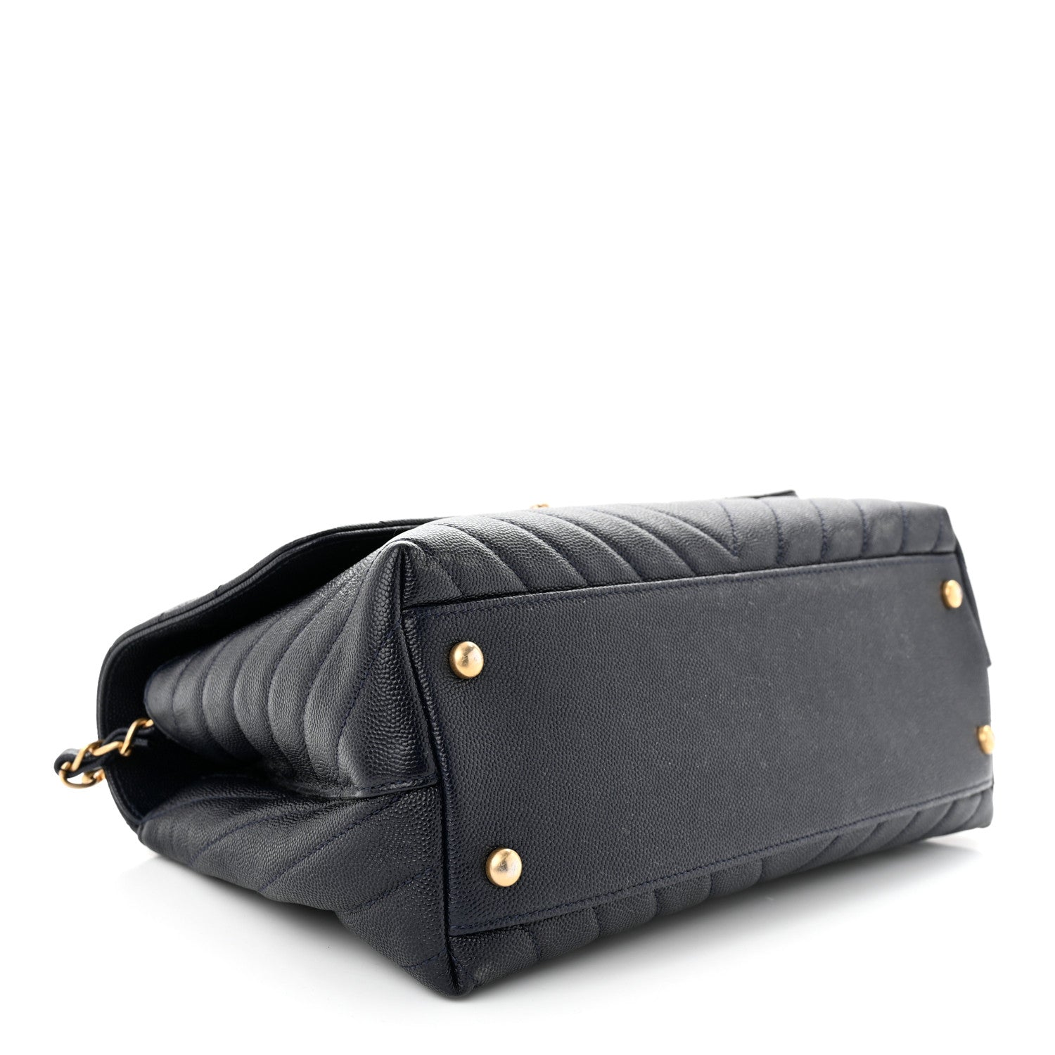 Chanel Caviar Chevron Quilted Small Coco Handle Flap Navy 4 of 11
