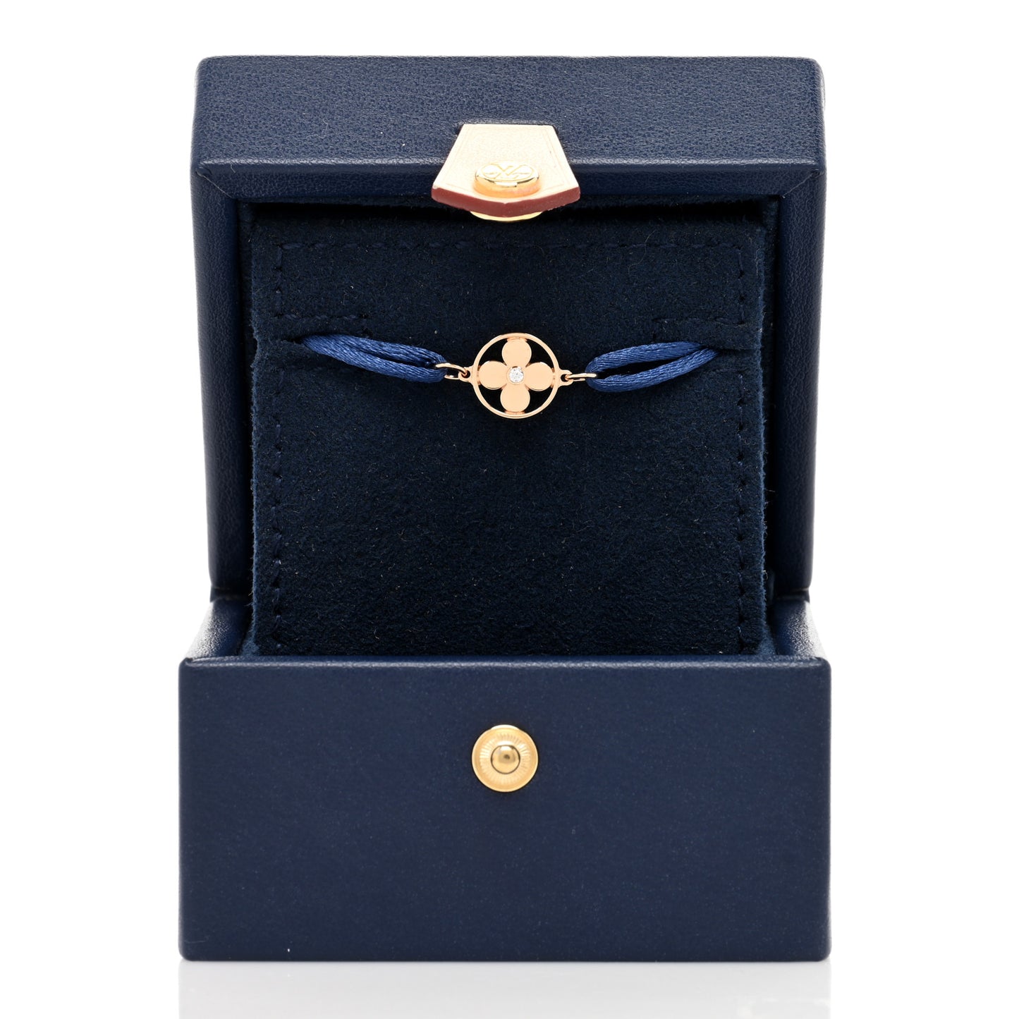18K Pink Gold Diamond Idylle Blossom Sun Cord Bracelet Blue