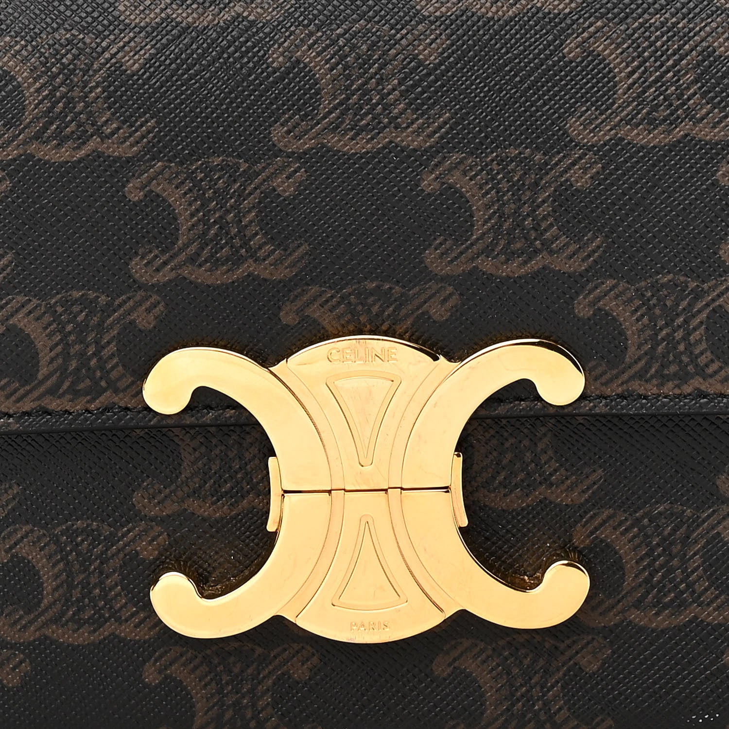 Celine Triomphe Canvas Calfskin Ava Shoulder Bag Tan 9 of 11