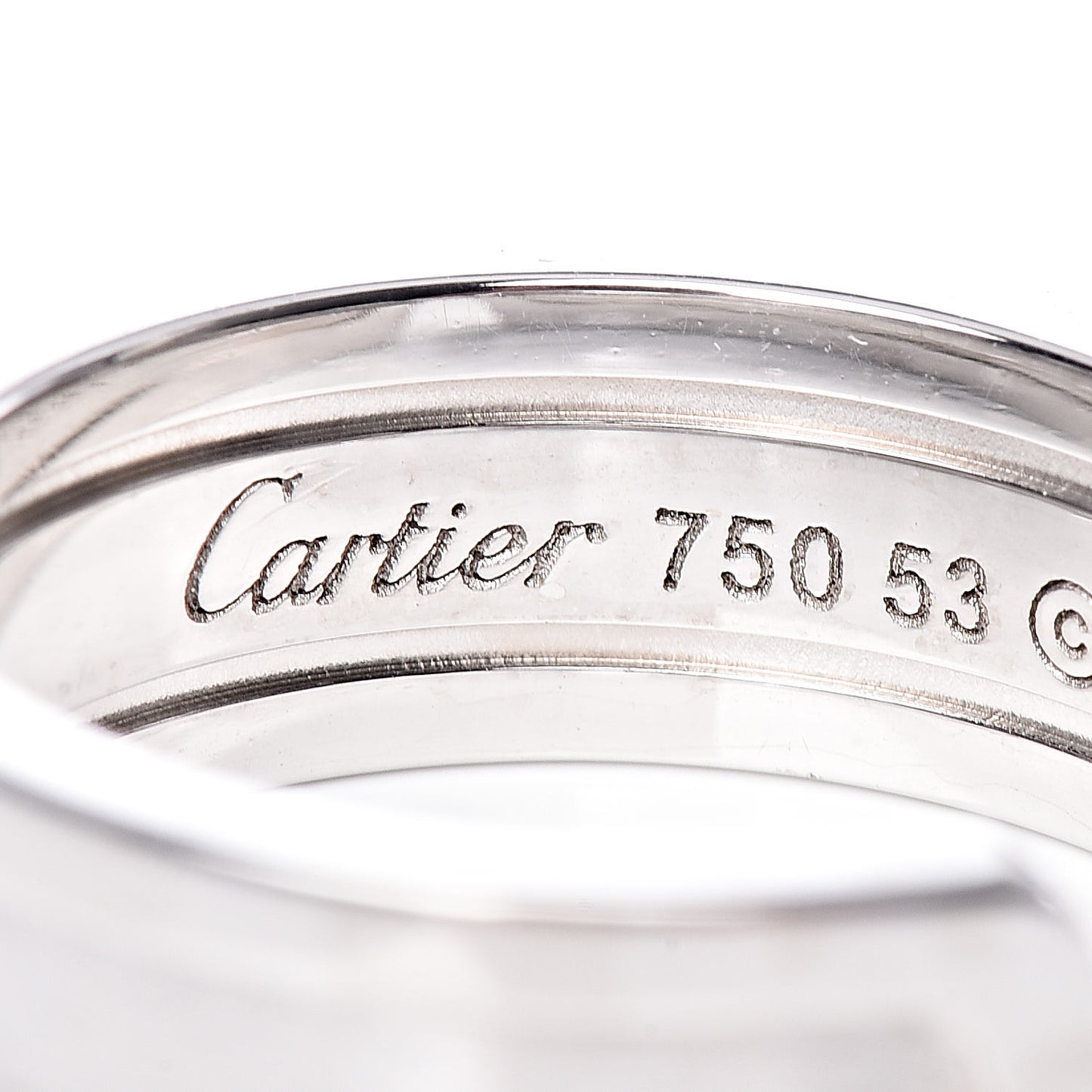 18K White Gold 6.5mm C De Ring 53 6.5