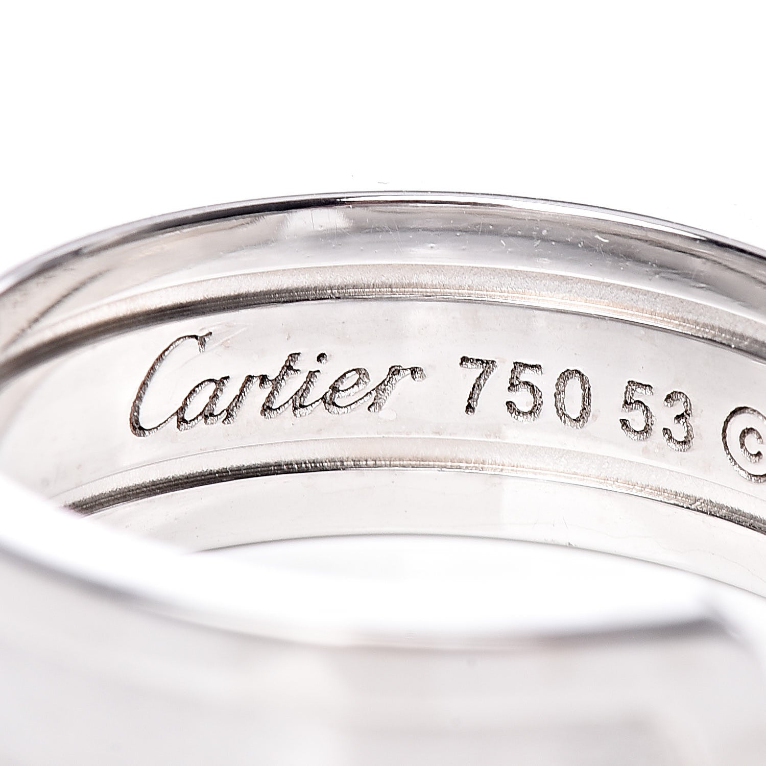 Cartier 18K White Gold 6.5mm C De Ring 53 6.5 6 of 6