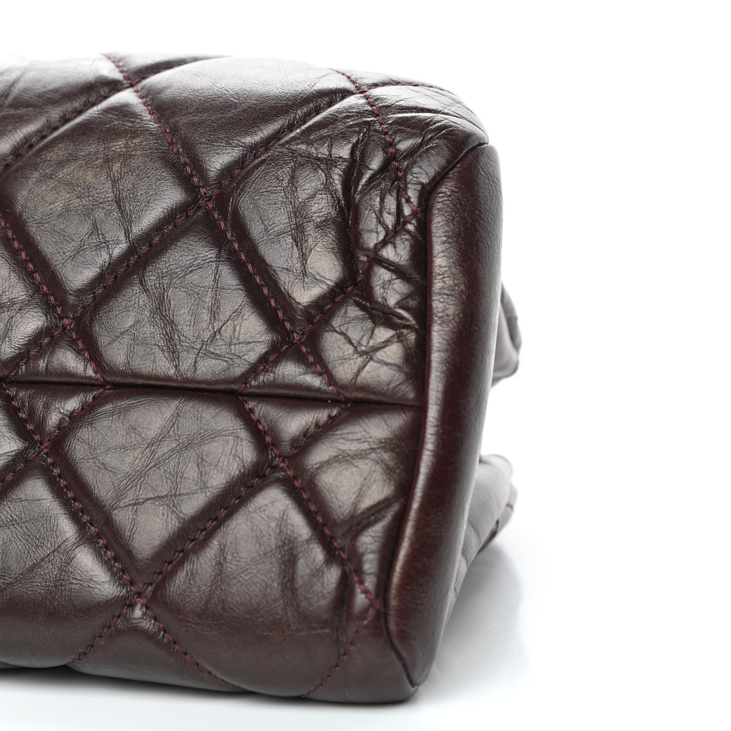 Chanel Aged Calfskin Quilted Medium Just Mademoiselle Bowling Bag Brown 9 of 10