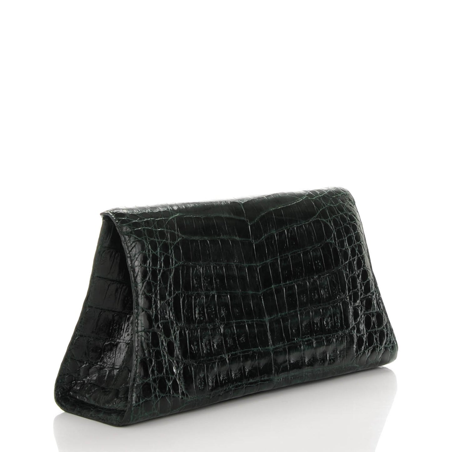 Crocodile Envelope Clutch Dark Green