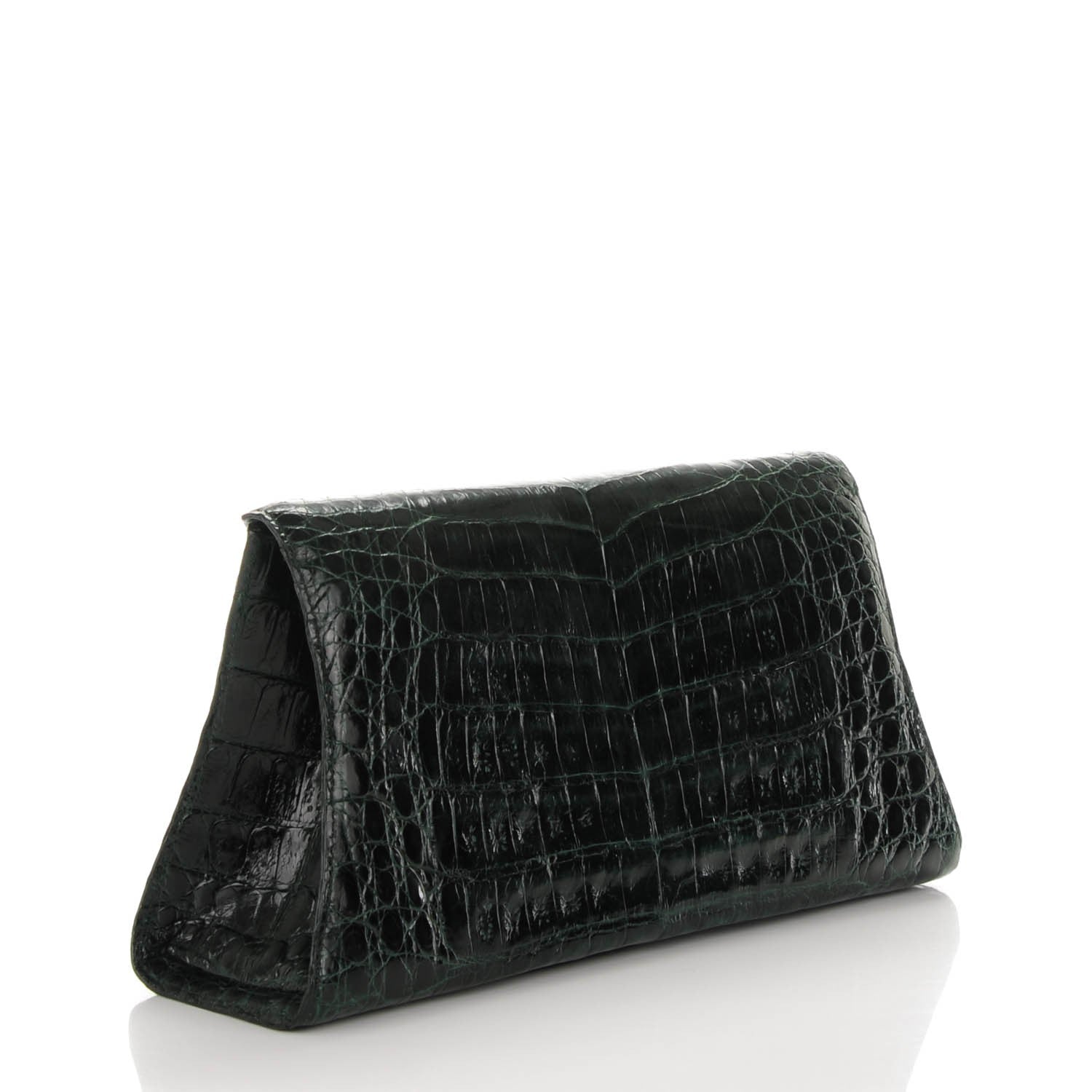 Nancy Gonzalez Crocodile Envelope Clutch Dark Green 3 of 7